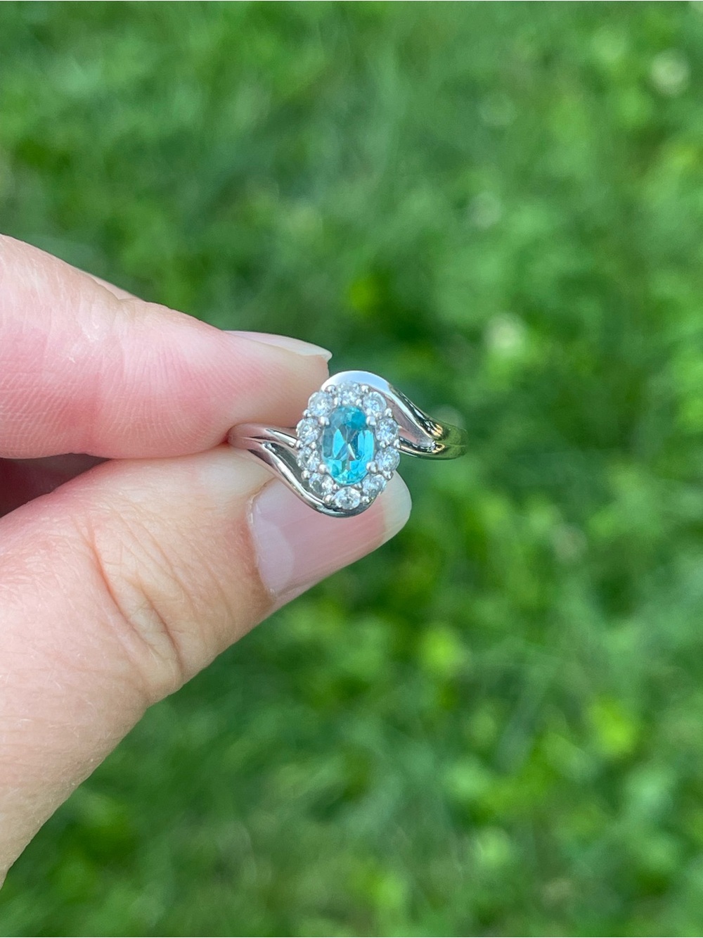 Betroka Blue Apatite and Zircon Ring